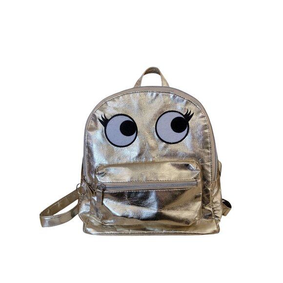 Other - VTG Gold Metallic Backpack With Fun Eye Design